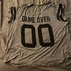 Gray and black game over shirt